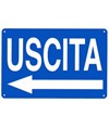 Cartello 'uscita' in alluminio freccia a sinistra
