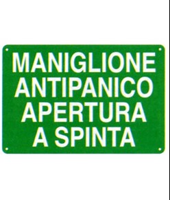 Cartello 'maniglione antipanico apertura a spinta'