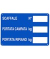 Cartello 'scaffale n°___ portata campata kg