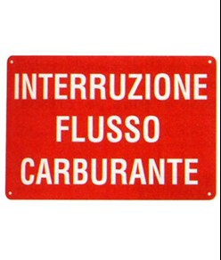 Etichetta adesiva 'interruzione flusso carburante'