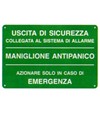 Etichetta adesiva 'uscita di sicurezza collegata al sistema di allarme / Maniglione antipanico...'