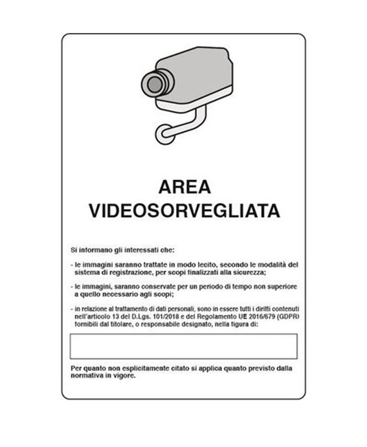 Cartello area videosorvegliata in alluminio