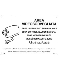 Cartello 'area videosorvegliata' multilingue