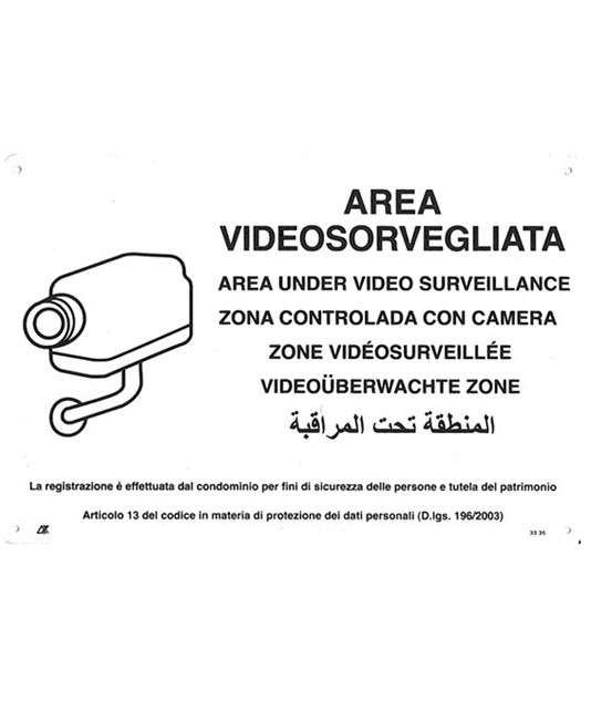 Cartello 'area videosorvegliata' multilingue