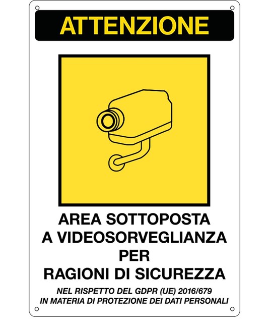 Cartello 'attenzione area sottoposta a videosorveglianza' Cartello 'attenzione area sottoposta a videosorveglianza'