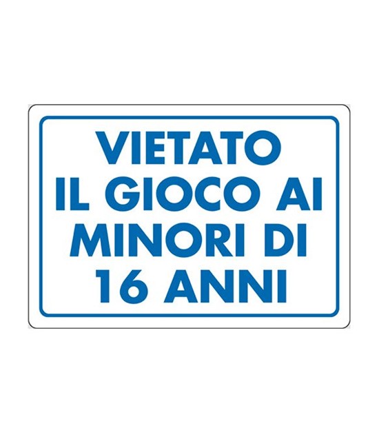 Cartello "vietato il gioco ai minori .."