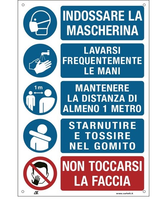 Cartello prescrizioni per prevenire contagio per lavoratori Cartello prescrizioni per prevenire contagio per lavoratori