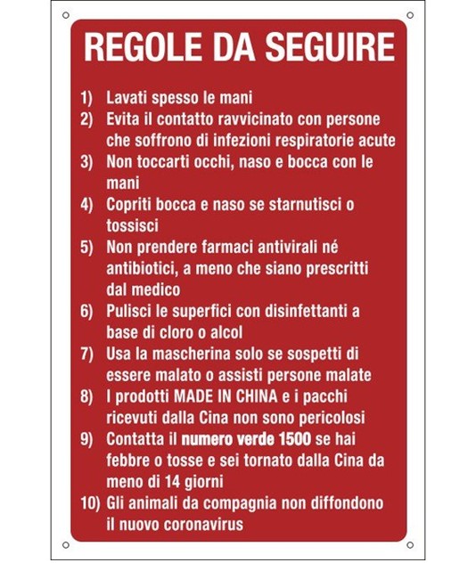 Cartello regole igieniche da seguire Cartello regole igieniche da seguire