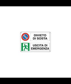 Cartello multisimbolo 'divieto di sosta uscita di emergenza'