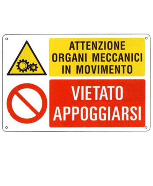 Cartello multisimbolo 'attenzione organi meccanici in movimento...' Cartello multisimbolo 'attenzione organi meccanici in movimento...'