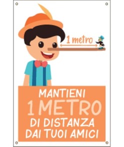 Cartello  'Mantieni 1 metro di distanza dai tuoi amici'