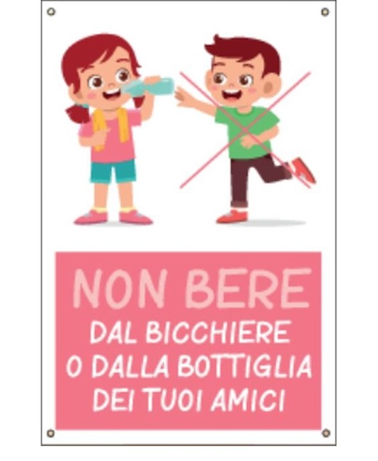 Cartello 'Non bere dal bicchiere o dalla bottiglia dei tuoi amici' Cartello 'Non bere dal bicchiere o dalla bottiglia dei tuoi amici'
