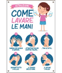 Cartello
  'Istruzioni come lavare le mani'