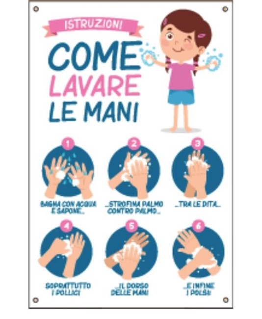 Cartello
  'Istruzioni come lavare le mani'