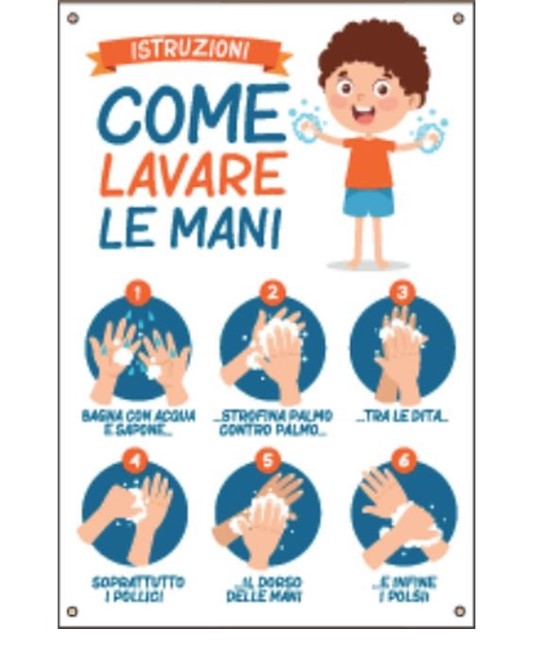 Cartello
  'Istruzioni come lavare le mani'