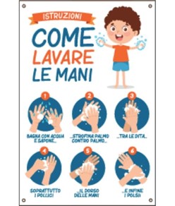 Cartello
  'Istruzioni come lavare le mani'