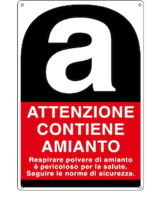 Cartello informativo 'attenzione contiene amianto' Cartello informativo 'attenzione contiene amianto'
