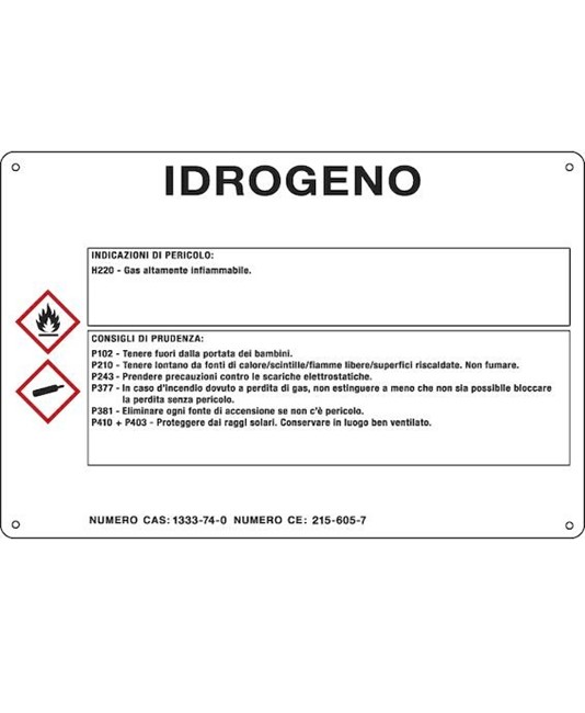 Cartello sostanza pericolosa 'idrogeno' Cartello sostanza pericolosa 'idrogeno'