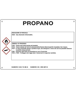 Cartello sostanza pericolosa 'propano'