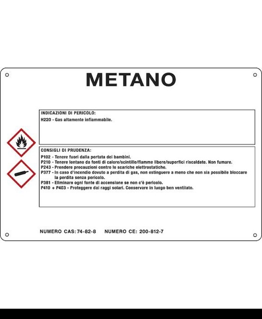 Cartello sostanza pericolosa 'metano'
