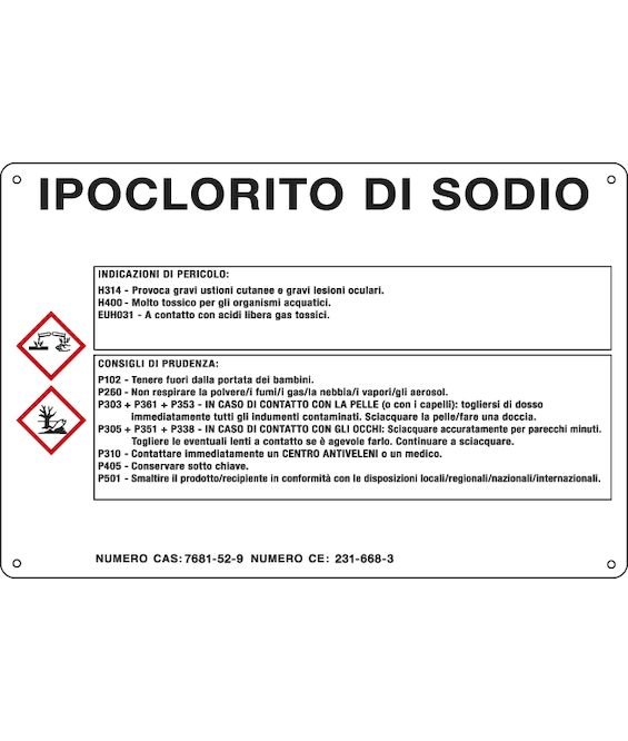 Cartello sostanza pericolosa 'ipoclorito di sodio' - SEG 35A360