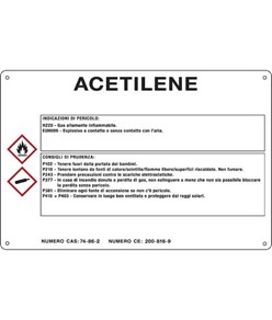 Cartello sostanza pericolosa 'acetilene'