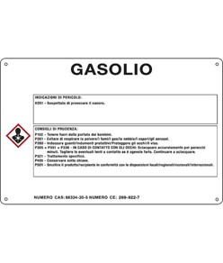 Cartello sostanza pericolosa 'gasolio'