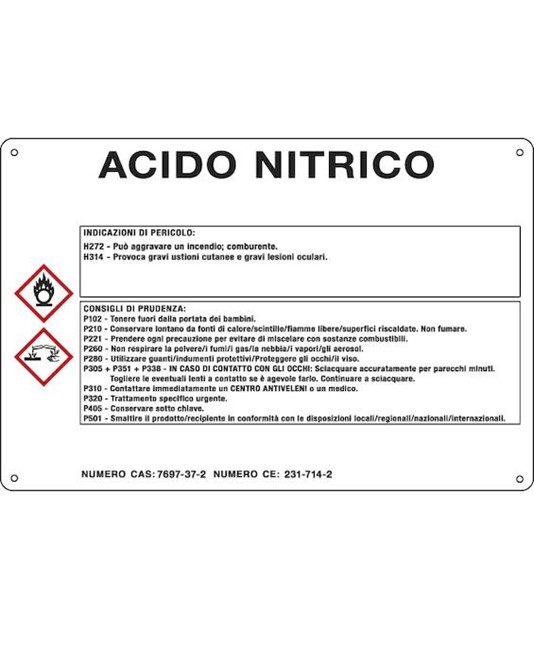 Cartello sostanza pericolosa 'acido nitrico' Cartello sostanza pericolosa 'acido nitrico'
