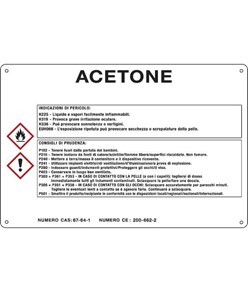Cartello sostanza pericolosa 'acetone'