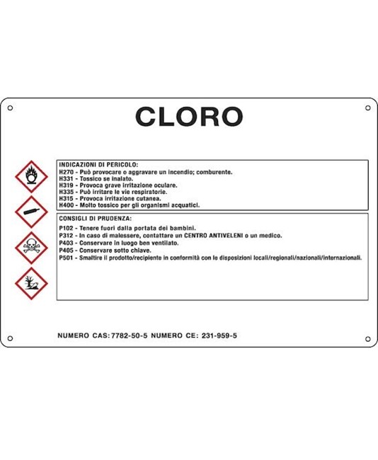 Cartello sostanza pericolosa 'cloro'