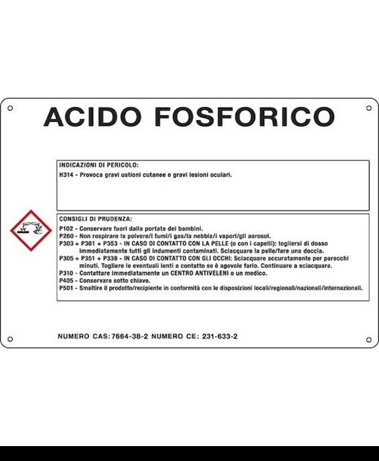 Cartello sostanza pericolosa 'acido fosforico'