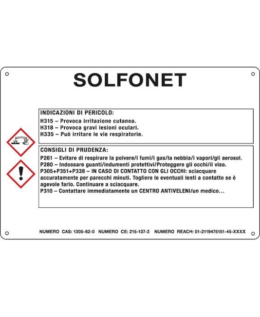 Cartello sostanza pericolosa 'solfonet' Cartello sostanza pericolosa 'solfonet'
