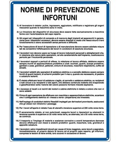 Cartello 'norme di prevenzione infortuni'