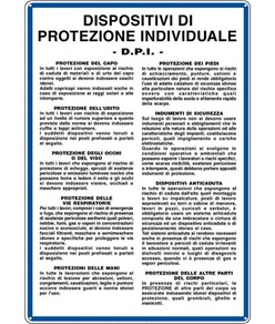 Cartello di norme e istruzioni 'dispositivo di protezione individuale DPI'