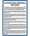 Cartello 'avvertenze generali per edili'