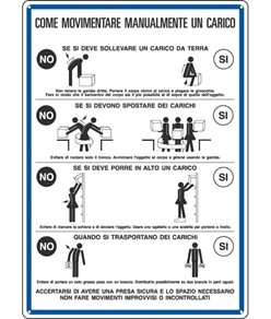 Cartello 'come movimentare manualmente un carico'