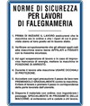 Cartello 'norme di sicurezza per lavori di falegnameria'