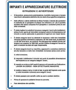 Cartello 'impianti e apparecchiature elettriche'dim: 333x470mm
