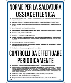 Cartello 'norme e controlli per la saldatura ossiacetilenica '