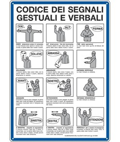 Cartello 'codice dei segnali gestuali e verbali'