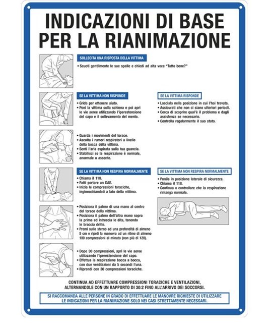 Cartello 'indicazioni di base per la rianimazione'