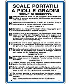 Cartello di norme 'scale portatili a pioli e gradini'