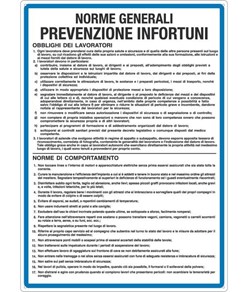 Cartello 'norme generali prevenzione infortuni'