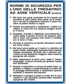 Cartello 'norme di sicurezza per l'uso delle fresatrici'
