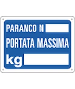 Cartello informativo 'paranco n°__ portata massima kg__'