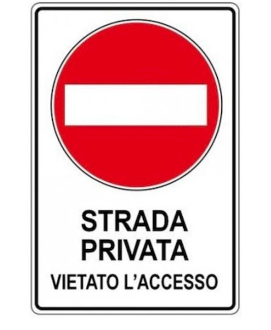 Cartello in alluminio  Strada privata vietato l'accesso