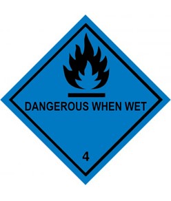 Cartello Trasporto Merci "Dangerous when wet"