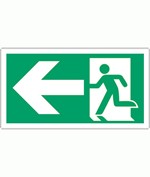 Cartello 'uscita di emergenza a sinistra'