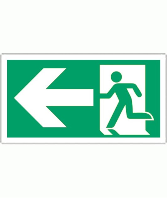 Cartello 'uscita di emergenza a sinistra' Cartello 'uscita di emergenza a sinistra'