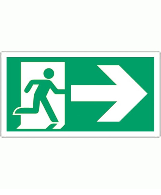 Cartello 'uscita di emergenza a destra'